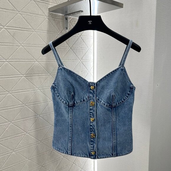 CHANEL Tops - CHANEL Blue Denim Camisole